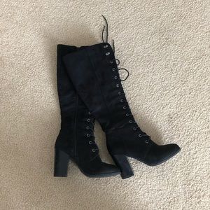 Lace Up Black Booties